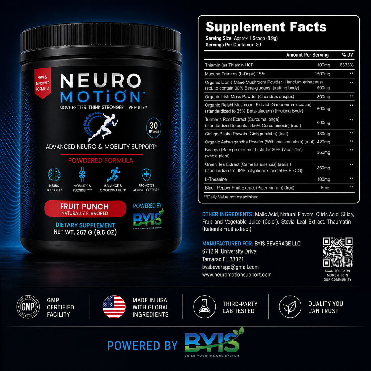 NeuroMotion Advanced Neuro & Mobility Support – Fruit Punch